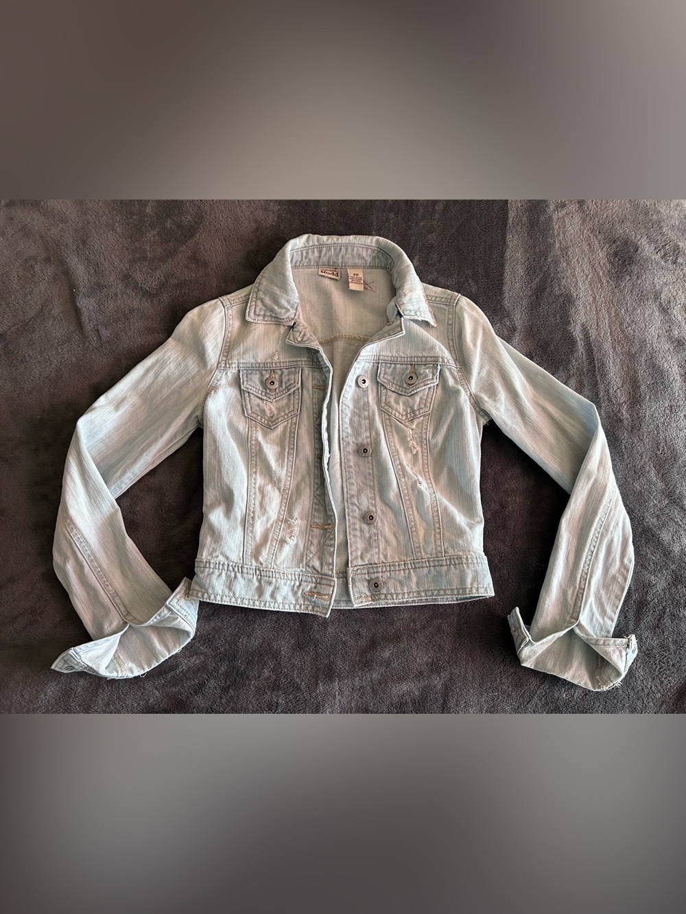 Mudd XS Light Wash Distressed Denim Jean Jacket Y2K Style